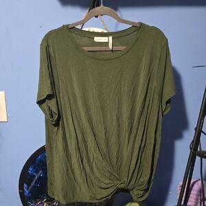 Casual Olive Green Short Sleeve Top